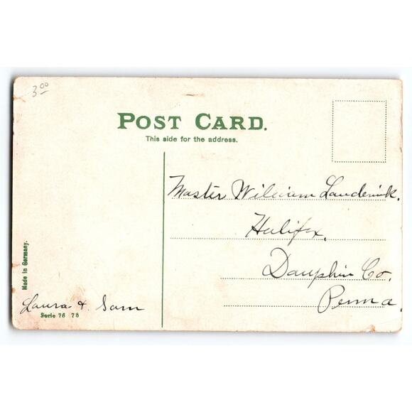 Vintage Santa Claus Christmas Postcard with Angel Tree And Children Germany - Picture 2 of 2